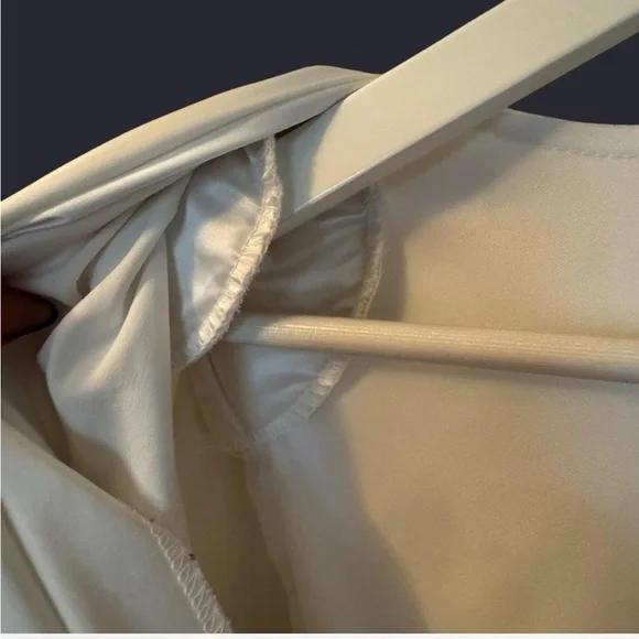 White Satin Dress Twist Front Ruched Satin Dress size small - Picture 7 of 8